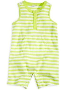 NWT. FIRST IMPRESSIONS Baby Boys Lime Green Sleeveless Terrycloth Romper